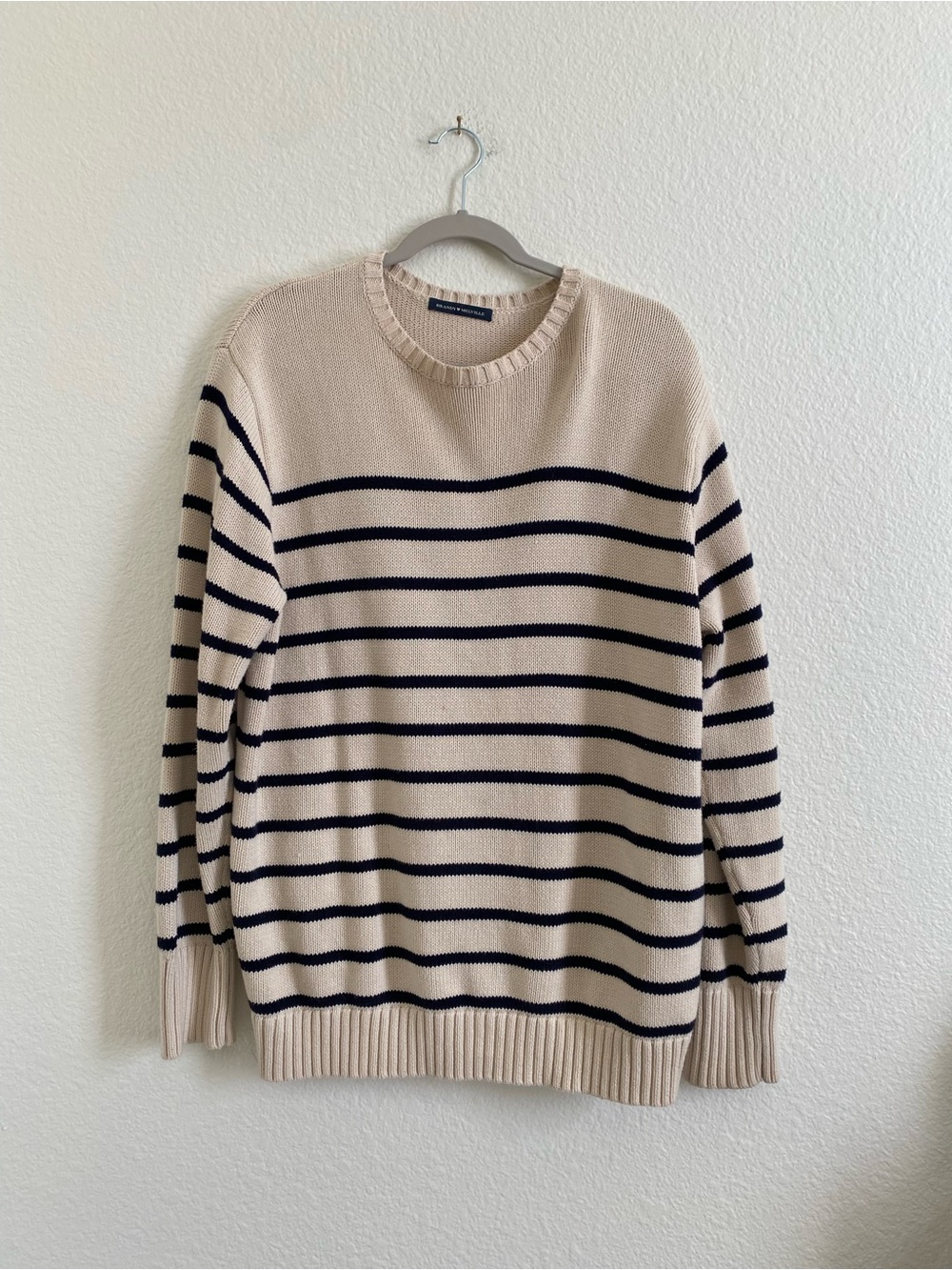 Brandy Melville Thin Stripe Oversized Cotton Crewneck Sweater